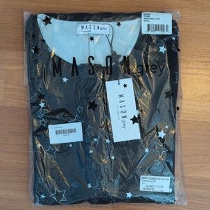 NWT Mason Grey Black And White Shooting Star Onesie Pajamas Size S